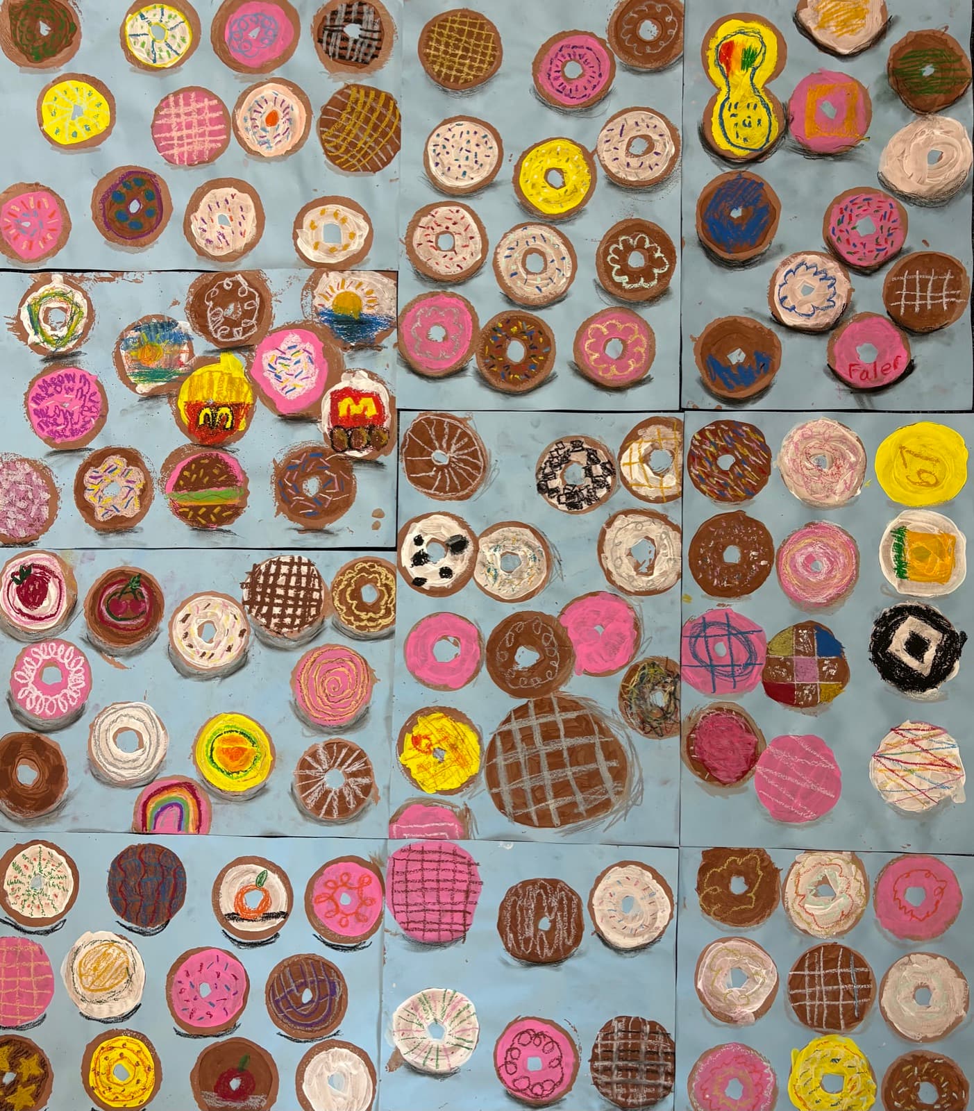 Third grade painted donuts with colorful frosting and sprinkles