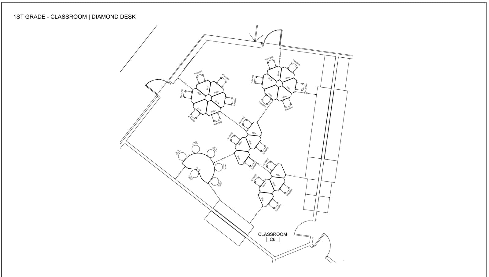 Furniture layout floor plan for a first-grade Eastbluff classroom
