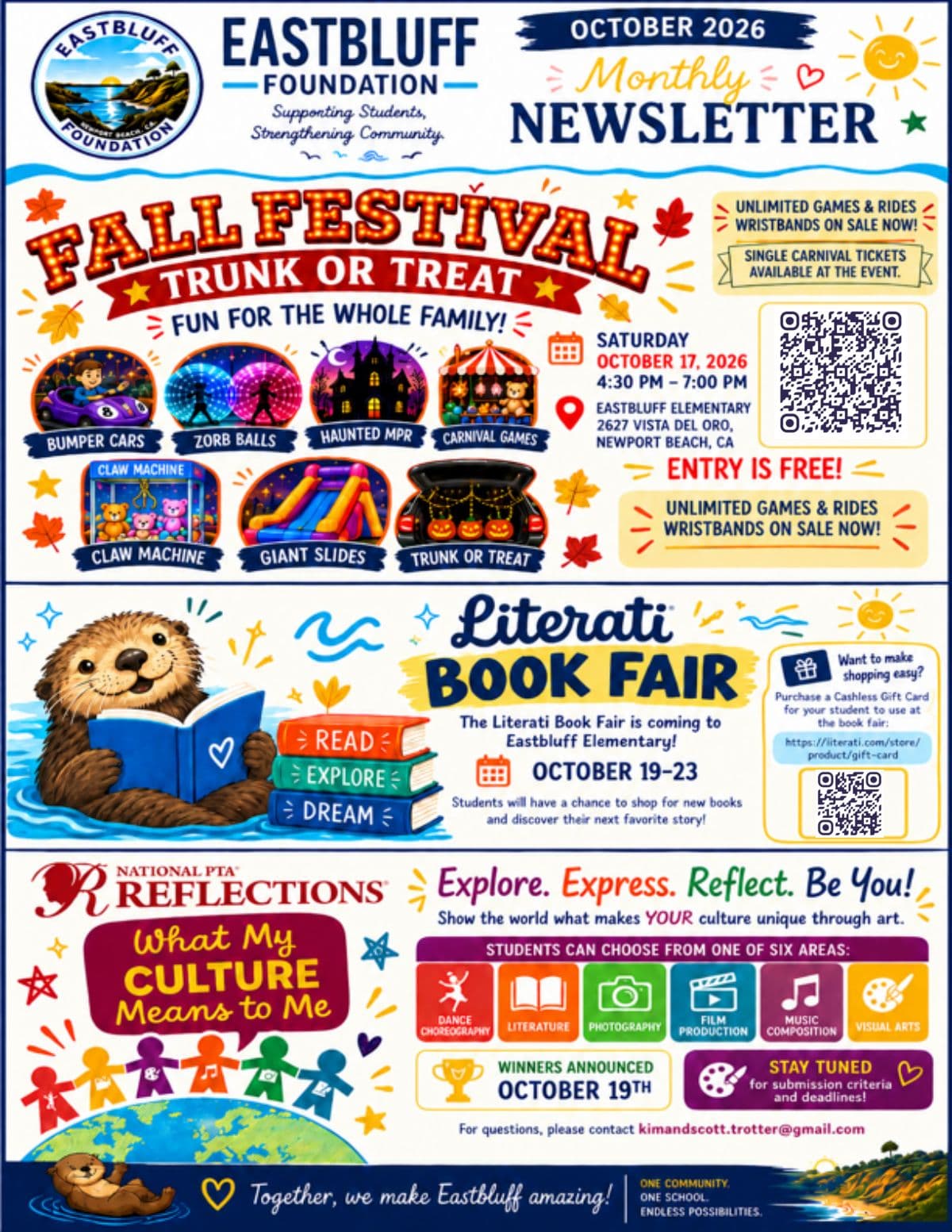 October 2026 Eastbluff Foundation newsletter, front page